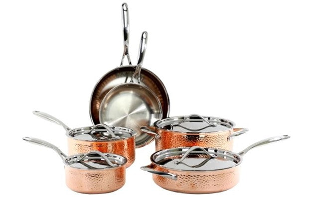 ONEIDA Tri-Ply 10pc. Hammered Copper Cookware Set
