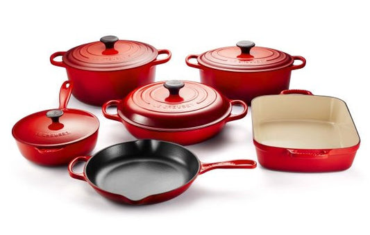 LE CREUSET 10pc. Enamelled Cast Iron Set - Cerise