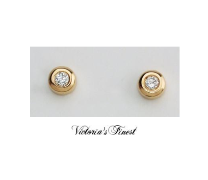 Victoria’s Finest 14k yellow gold bezel set diamond earrings, 2 x 5pts, SI, GH