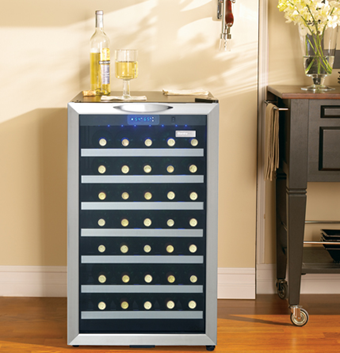 DANBY Designer 45 Bottle Wine Cooler - Black with Stainless Steel