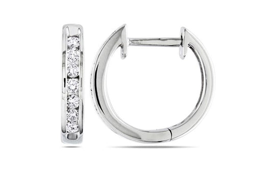 DELMAR JEWELRY Diamond TW Cuff Earrings 10k White Gold